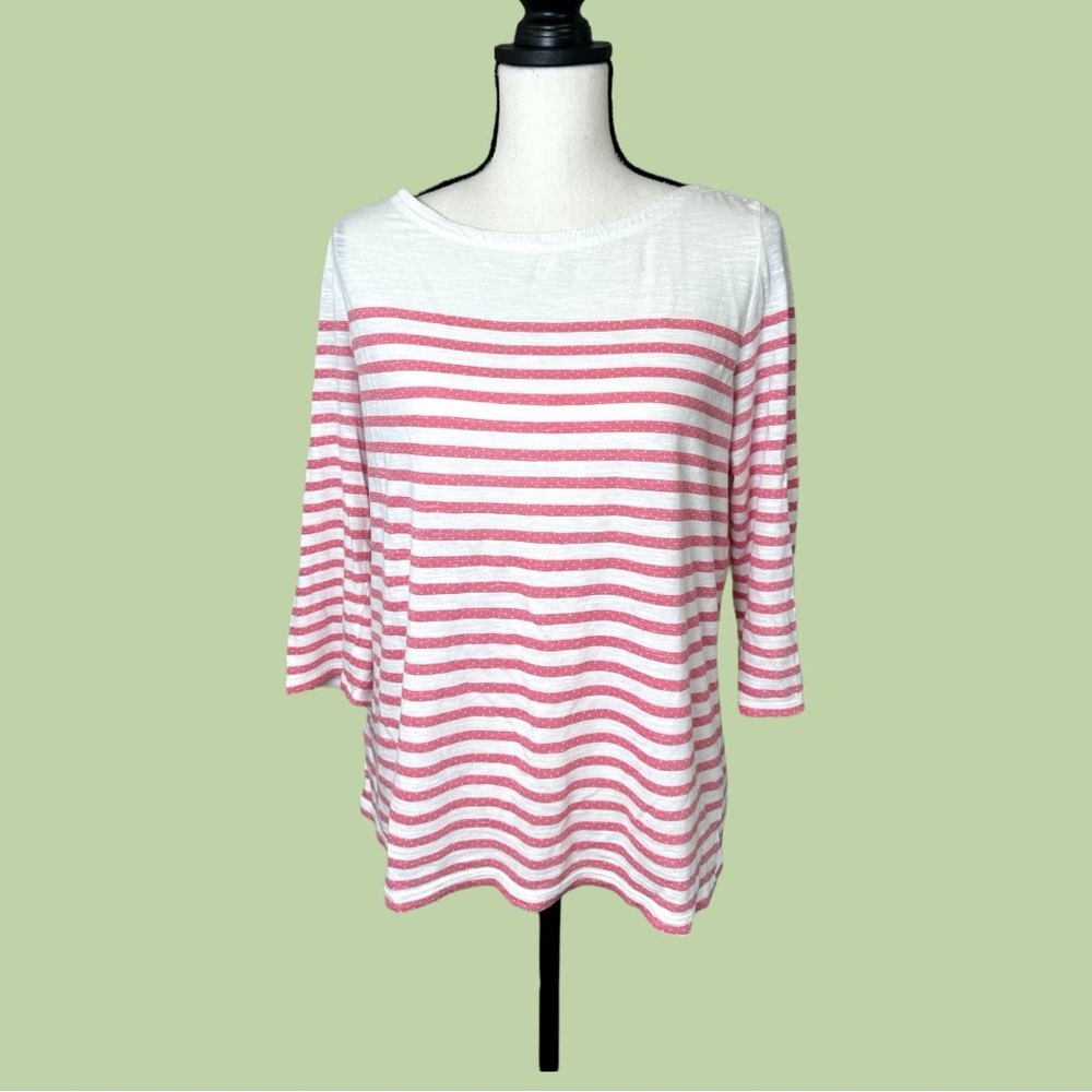 💕Loft Sunwashed Bateau Top Pink & White